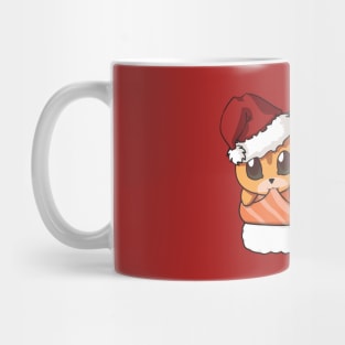 Orange Cat Salmon Sushi Christmas Mug